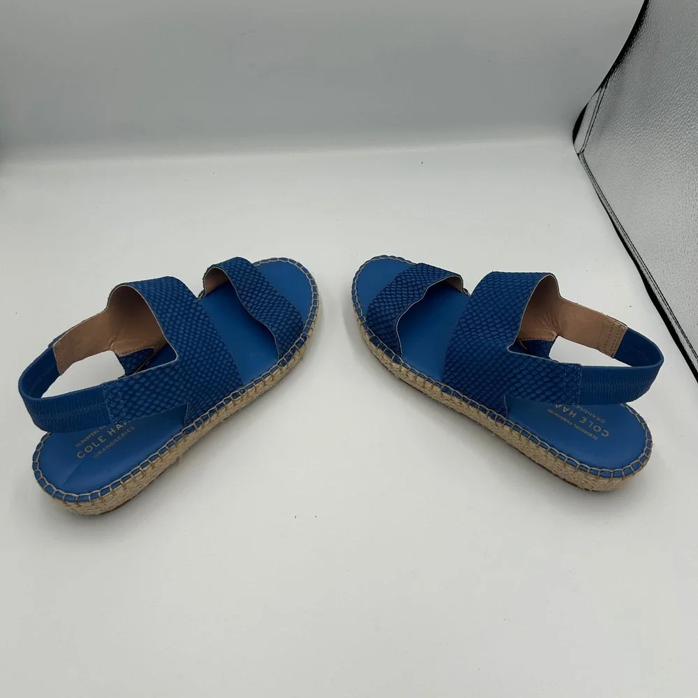 Cole‎ Haan Cloudfeel Espadrille Sandals Womens 8 Blue Snakeskin Textured W24393
